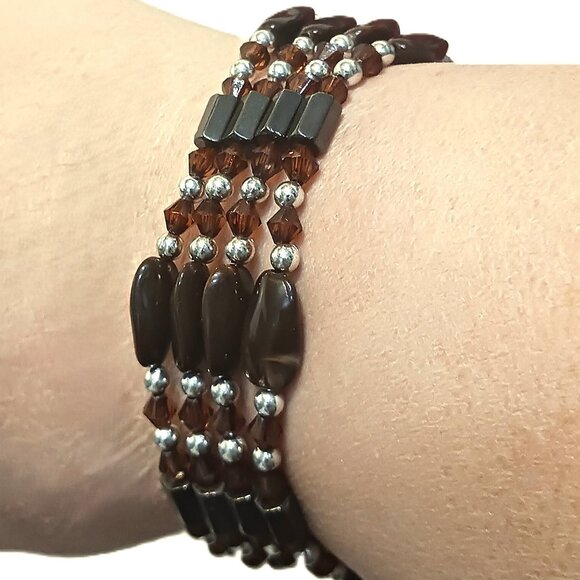 Palm Beach Jewelry Jewelry - Palm Beach Jewelry Magnetic Hematite Wrap Fashion Bracelet Vintage 90s